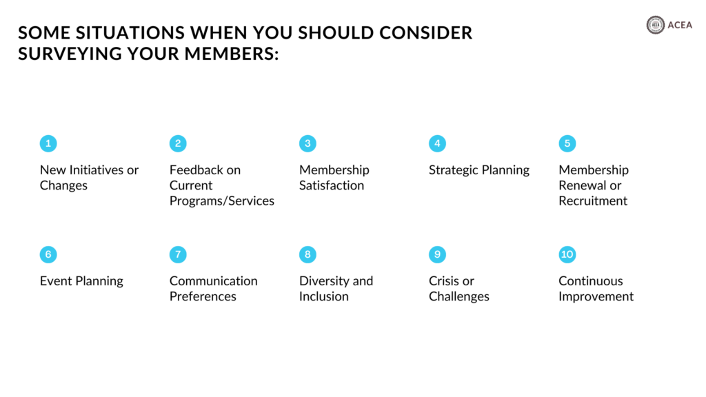 Situations when you should consider surveying your members
